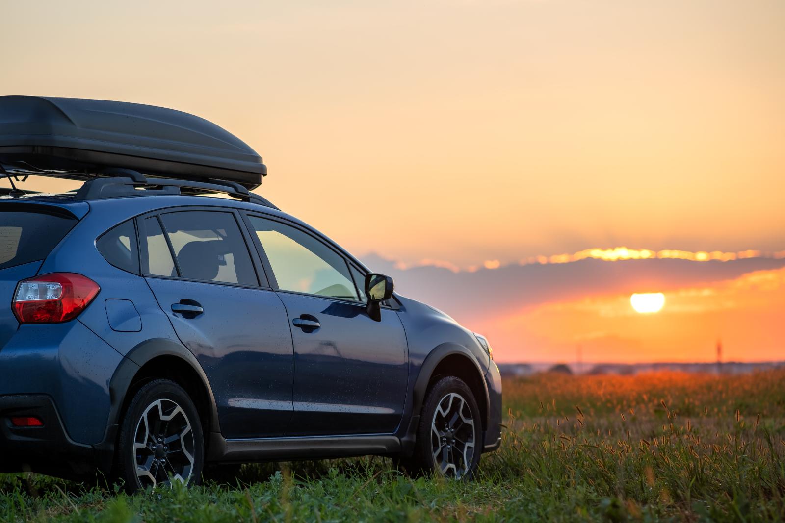 New car in a field